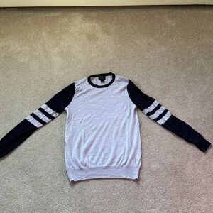 Lavender and Navy Long Sleeve Cashmere Sweater